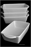 Set 4 Individual Portion Oven-to-Table White Porcelain Casserole Baking Dishes