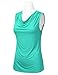 FLORIA Women's Cowl-Neck Ruched Draped Sleeveless Stretchy Blouse Tank Top (S-3X)