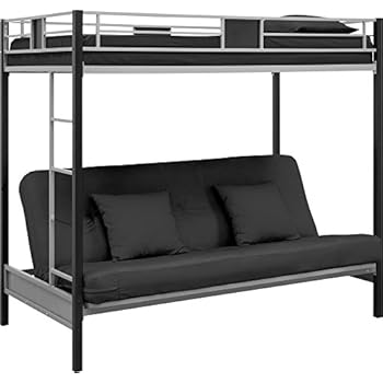 DHP Silver Screen Metal Bunk Bed with Ladder, Black, Twin