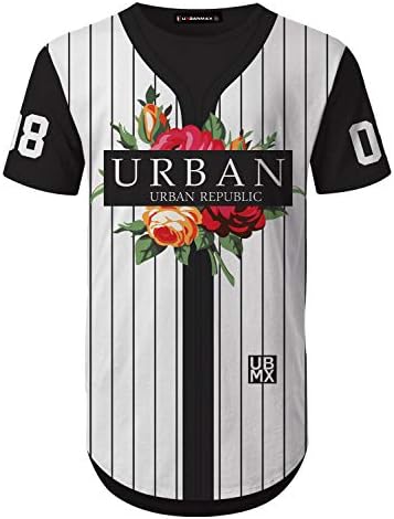 UrbanMax Mens Streetwear Hipster All Over Printed Printed Longline T-Shirts