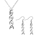 Godyce DNA Serotonin Necklace and Earrings Women Jewelry - Silver Plated with Gift Box (Sets)