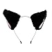 E-TING Cat Fox Long Fur Ears Headband Anime Party Costume Black with Pink Inside