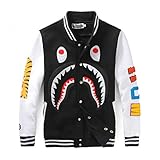 Big Mouth Shark Ape Bape Camo Mens Women Hoodies Sweatershirt Casual Zip Up Hip-Hop Funny Tops H-1black L