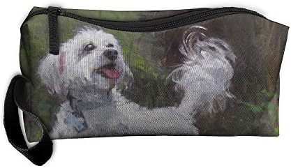 YangQxio Smile Havanese Puppy Dog Art Portable Cosmetic Makeup Bag Waterproof Makeup Cosmetic Brush Organizer Zipper Organizer Travel Set Tote Bag