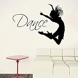 Wall Decals Quotes Dance Quote Dancer Silhouette Gymnastics Girls Kids Children Gift Nursery Dance Studio Ballerina Ballet Wall Vinyl Decal Stickers Bedroom Mural