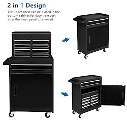 TUFFIOM 5-Drawer Rolling Tool Chest, Tool Storage
