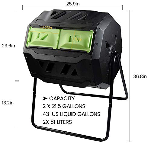 SQUEEZE master Large Compost Tumbler Bin Outdoor Garden RotatingDual