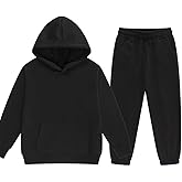 DHSPKN Girls Boys 2 Piece Tracksuit Athletic Sweatsuits Sets Hooded Sweatshirt and Jogger Sweatpants Clothing Sets for Kids