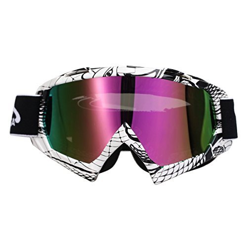 Chest Back Protector with Goggles,POSSBAY Motorcycle Gear Armor Glasses Set S White for Scooter Motocross Dirt Bike Skiing Riding Cycling Skating