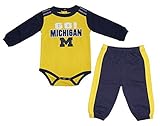 NCAA Michigan Wolverines Baby Long Sleeve Bodysuit Creeper and Pants 2 Piece Set