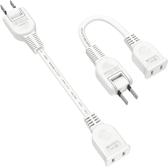 アキラリ(Akirari) 電源延長コード 0.1m トラッキング火災予防絶縁キャップ付きスイングプラグ ホワイト 2個セット の商品画像