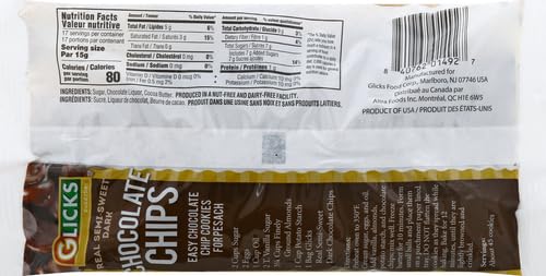 GLICKS SEMI-SWEET DARK CHOCOLATE CHIPS 9 OZ