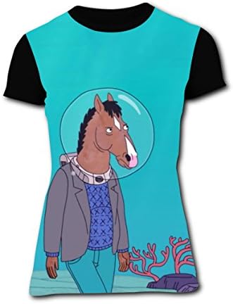 Hevilcat Horseman Undersea BoJack T-shirts for Women Short Sleeve Tee Shirt Round XL