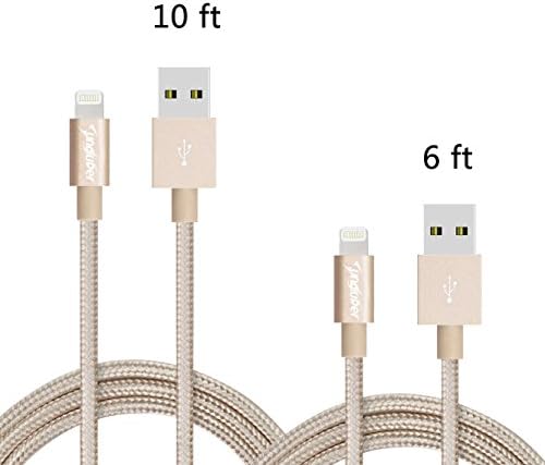 Sungluber Lightning Cable 2Pack 6Ft 10Ft 8Pin Gold iPhone Charging Cable USB Data Cable for iPhone 6/6s/6 Plus/5/5c/5s