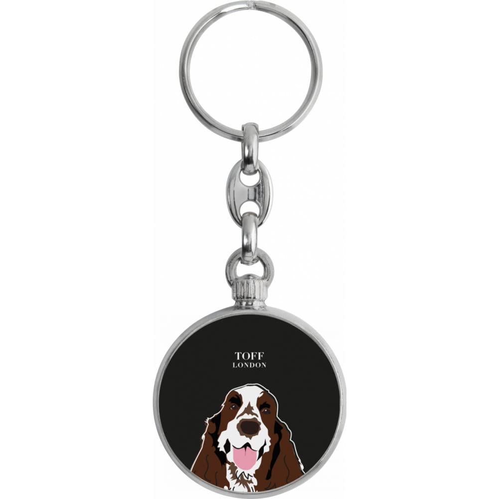 Toff London Brown And White Cocker Spaniel Dog Head Keyring