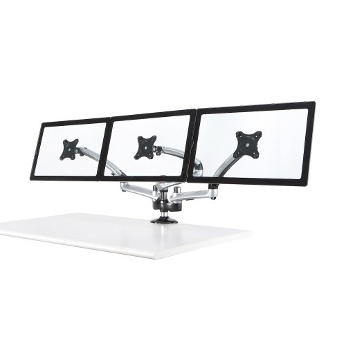 Cotytech Triple Monitor Desk Mount Spring Arm Clamp Base - Silver