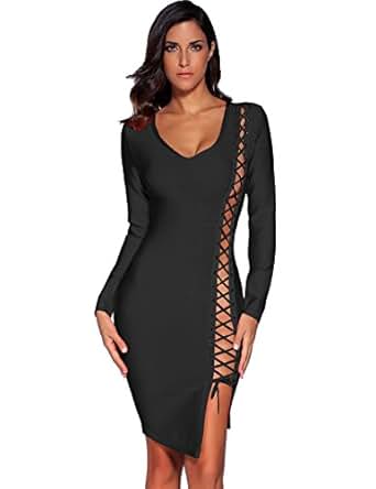 Amazon.com: Meilun Women's Lace Up Long Sleeve Bandage ...