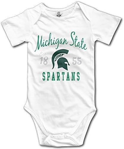 University MSU Spartans Logo Baby Girls White Romper Bodysuit