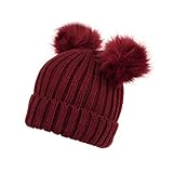 NEW WOMEN'S TRENDY WINTER WARM CABLE KNIT DOUBLE POM POM FASHION BEANIES BN2382