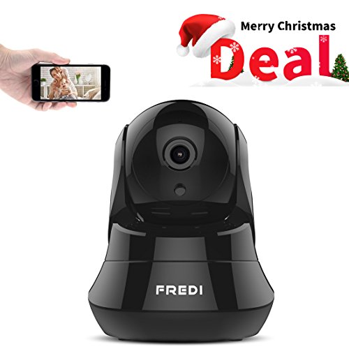FREDI WiFi Wireless Camera with Remote Viewing Indoor Pan/Tilt Security IP Camera Baby Monitor Plug & Play, 2-Way Talking (Black)