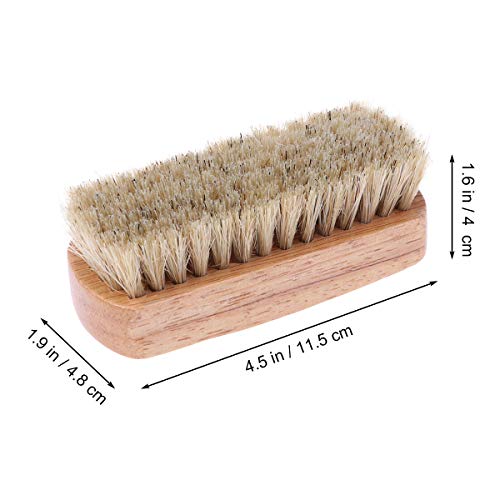 Boot Brush Cleaner Shine Shoe Pig Bristles Brush with Wood Handle Tinksky Cleaning Brush (Beige)