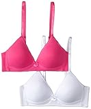 trimfit Big Girls' Lightly Lined Wirefree Cotton Bra (Pack of 2), Pink/White, 34A