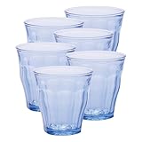 Duralex 1028BB06/6 Made in France Picardie Marine Glass Tumbler Drinking Glasses, 10.88 ounce - Set of 6, Marine Blue