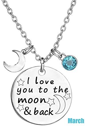 TISDA Birthstone Crystals Necklace,I Love You To The Moon And Back Jewelry Necklace