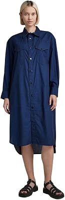 Donna Long Western Shirt Dress Evergreen, Blu (rinsed D22983-D309-082), XS