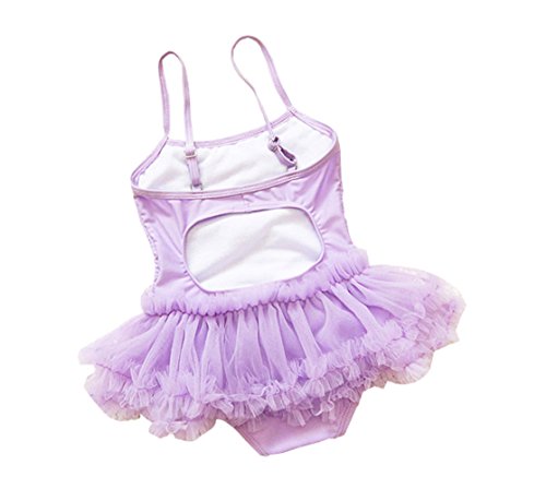 Taiycyxgan Girls Princess Lace Layer Swimsuit TuTu Dress One-Pieces Swimwear Tankini,Purple,XX-Large / 6-7 Years