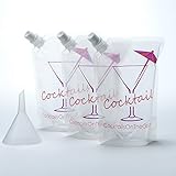 Cocktails On The Go Concealable Plastic Flask Set for Liquor, 3-16oz Flasks + 1-Funnel