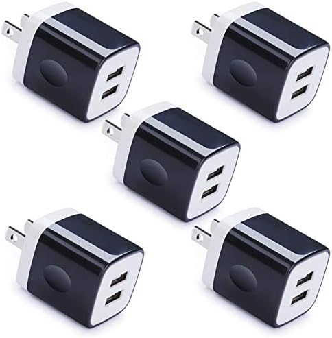 USB Wall Plug 5 Pack, UorMe 2.1A 5V Dual Port USB Wall Charger Power Adapter Cube Charge Block Box Compatible iPhone 11 Xs XR X 8 7 6S 6, Samsung Galaxy Note20 A20 S10 S9, V70 V50 G6, Cell Phones