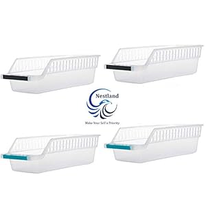 Nestland Plastic Fridge Space Saver Food Storage Organizer Basket Rack/Drawer Shelf Tray – (4, Multicolour)