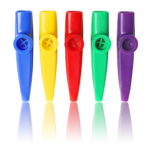 LovesTown Kazoos Musical Instruments,18 Pcs Plastic Kazoos with 20Pcs Kazoo Flute Diaphragms Colorful Kazoos for Kids Guitar Ukulele Violin Piano Keyboard