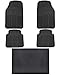 Heavy Duty 5pc Front & Rear Rubber Mats w/Trunk Liner - All Weather Protection - Universal Car Truck SUV - Black