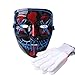 WesGen Halloween Purge LED Mask and LED Gloves Kit Costume Festival Parties Scary Mask and Gloves Light Up Creepy Masks