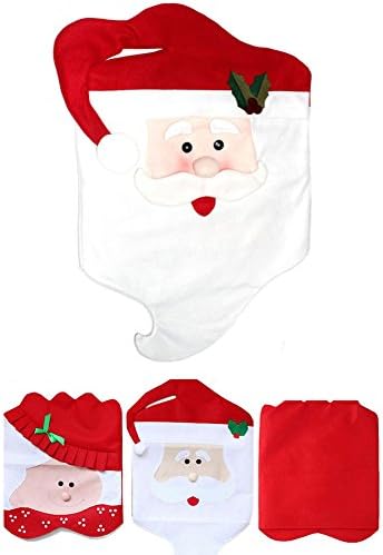 Reefa Christmas Cute Santa Claus Pattern Dining Chair Back Cover,Xmas Decoration Dining Room Chair Cover Home Party Decor