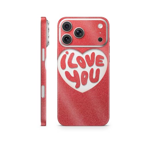 Glossy Glitter Phone Skin Compatible with Apple iPhone 17 Pro Max - I Love You…