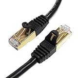 Tera Grand - Premium CAT7 Double Shielded 10 Gigabit 600MHz Ethernet Patch Cable for Modem Router LAN Network - Built with Gold Plated & Shielded RJ45 Connectors, 7 Feet Black