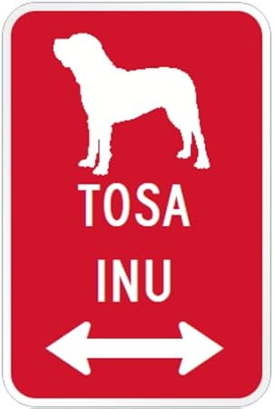 Amazon Tosa Inu マグネットサイン レッド 土佐犬 小 シルエットイラスト 矢印 英語標識デザイン Water Resistant Uv Coat U Signsup カー用品 通販