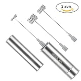 Milk Frother EZILIF Milk Frother Handheld Coffee Frother Battery Operated Foam Maker with 3 Stainless Steel Different Size Whisks for Coffee Latte Cappuccino Hot Chocolate Drink Mixer