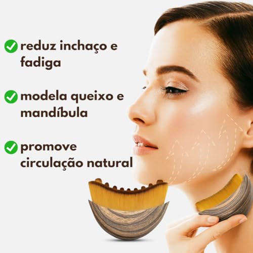 Escova Lifting Facial para Drenagem – Massageador de Contorno, Estimula Circulação, Reduz Inchaço e Modela Queixo & Mandíbula – Design Ergonômico, Cerdas Ultra Macias, Uso Diário ou Spa