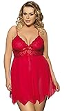 Dellytop Women's Plus Size Sexy Lingerie Translucent Halter Sling Pajamas
