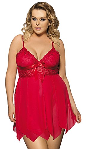 Dellytop Women's Plus Size Sexy Lingerie Translucent Halter Sling Pajamas