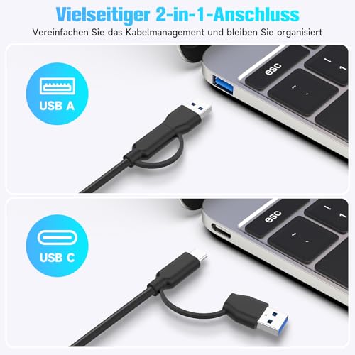 RSHTECH 7 port hub 3 x 10Gbps 4 x USB 3.0 (2 x USB-A, 2 x USB-C) aluminium cable 100 cm