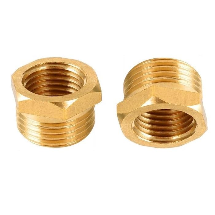 MiJunHD 2PCS Brass Reducer Connector | BSP Female Thread G 1/4 ≈ 12mm to Male Thread G 3/8 ≈ 16mm | Pipe Thread Reducing Joint Plumbing Adapter for Pipe Connection Converting