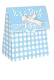 Creative Converting Baby Shower Boy Gingham 12 Count Die Cut Favor Bags - 081331