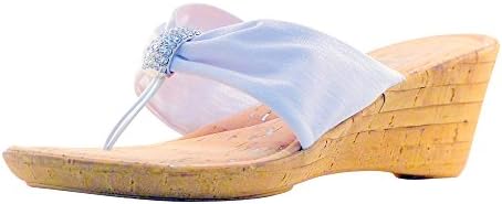 ITALIAN COMFORT Women's Cork Bling Sandal (7, White)