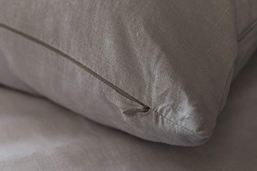 Stone grey linen pillow sham with mermaid long ruffle, Euro - 26"x26" - Thumbnail 4