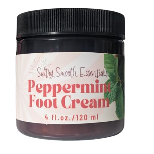 Peppermint Foot Cream - Relieves + Replenishes Dry Skin, Cooling Peppermint with Soothing Ultra-Moisturizing Shea + Cocoa Butters, Lanolin + Essentials oils (4 oz)